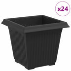 Maceta cuadrada para flores 24 pcs Negro 16 x 16 x 14 cm