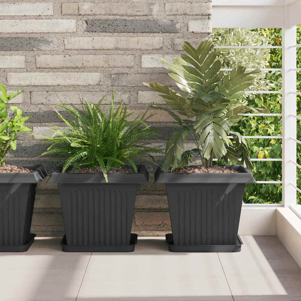 Maceta cuadrada para flores 24 pcs Negro 16 x 16 x 14 cm