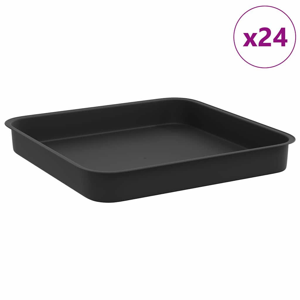Bandeja Cuadrada para Flores 24 pcs Negro 15 x 15 x 2 cm