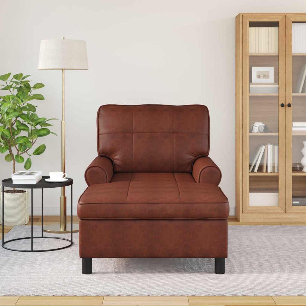 Sillón reclinable con cojín Marrón Brillante 91 x 157 x 91 cm
