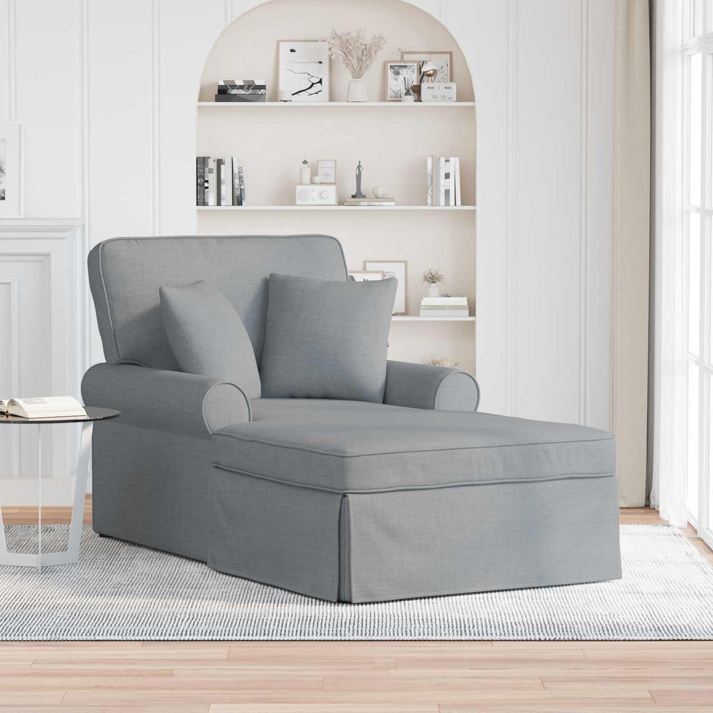 Chaise Lounge con Falda con cojín 3 pcs Gris Claro tela
