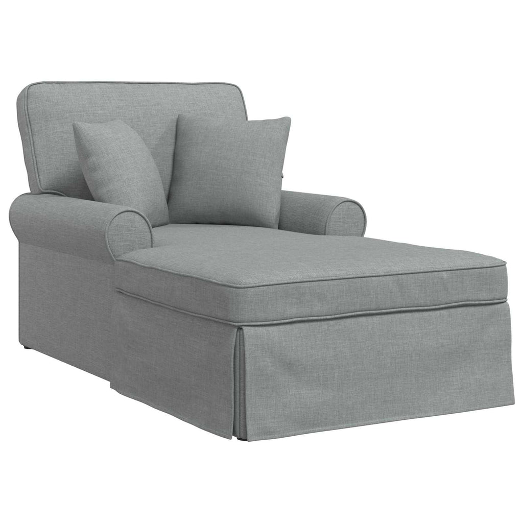 Chaise Lounge con Falda con cojín 3 pcs Gris Claro tela
