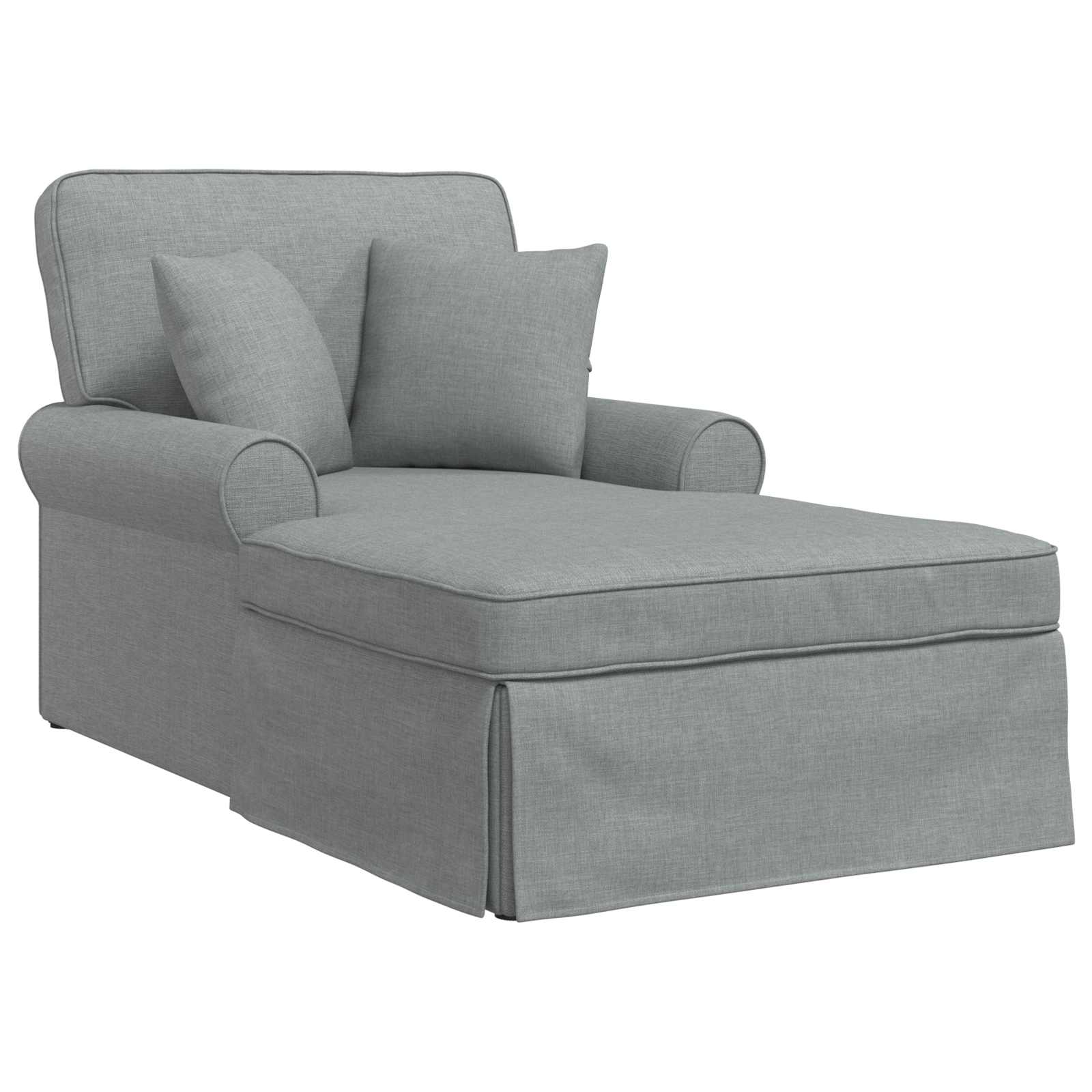 Chaise Lounge con Falda con cojín 3 pcs Gris Claro tela