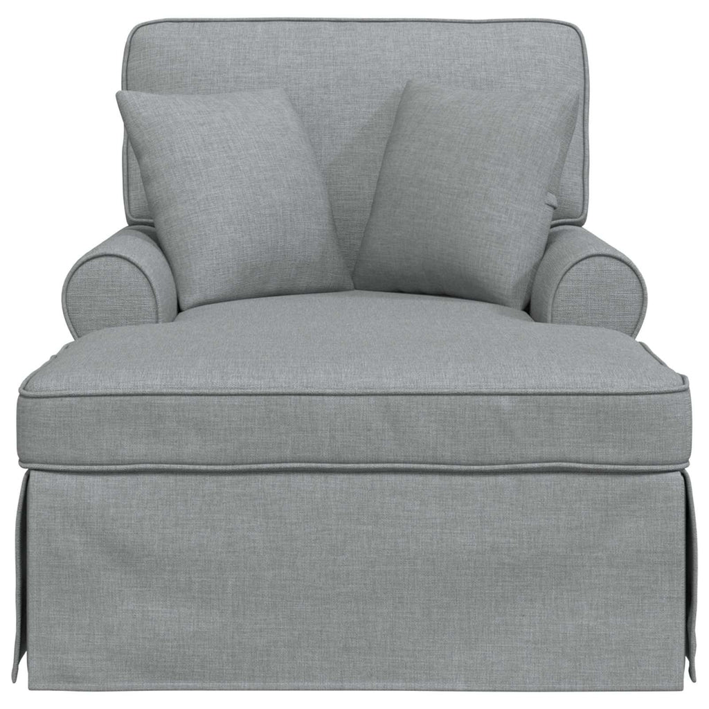 Chaise Lounge con Falda con cojín 3 pcs Gris Claro tela