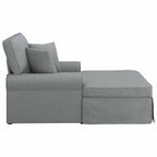 Chaise Lounge con Falda con cojín 3 pcs Gris Claro tela