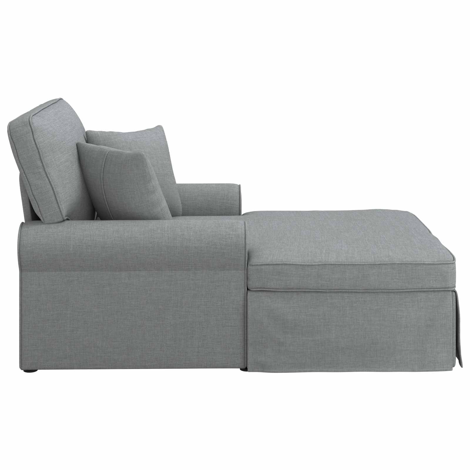 Chaise Lounge con Falda con cojín 3 pcs Gris Claro tela