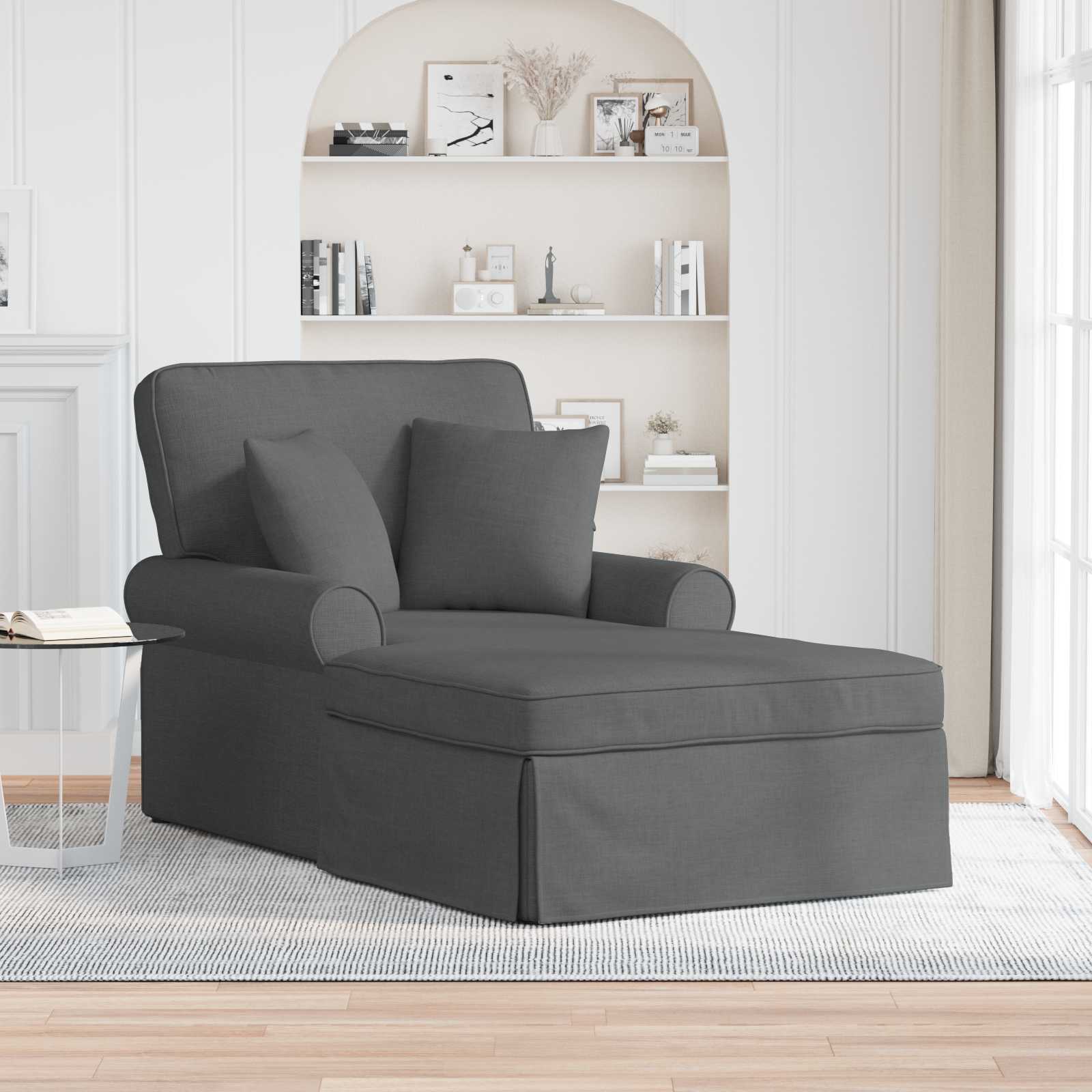 Chaise Lounge con Falda con cojín 3 pcs Gris Claro tela