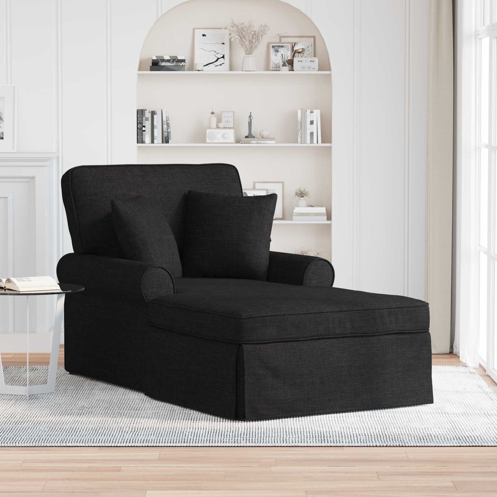 Chaise Lounge con Falda con cojín 3 pcs Gris Claro tela