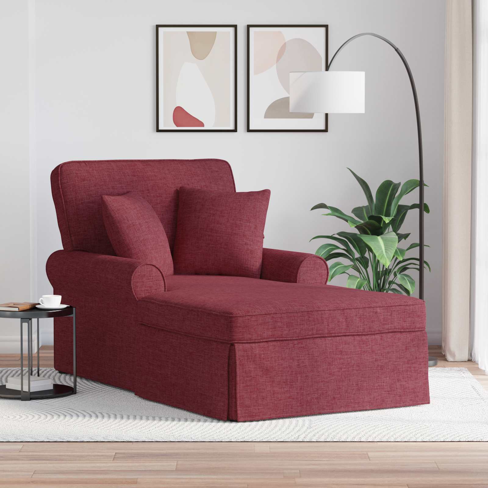 Chaise Lounge con Falda con cojín 3 pcs Gris Claro tela