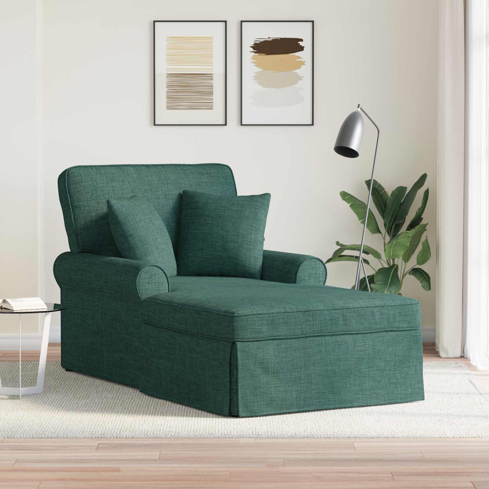 Chaise Lounge con Falda con cojín 3 pcs Gris Claro tela