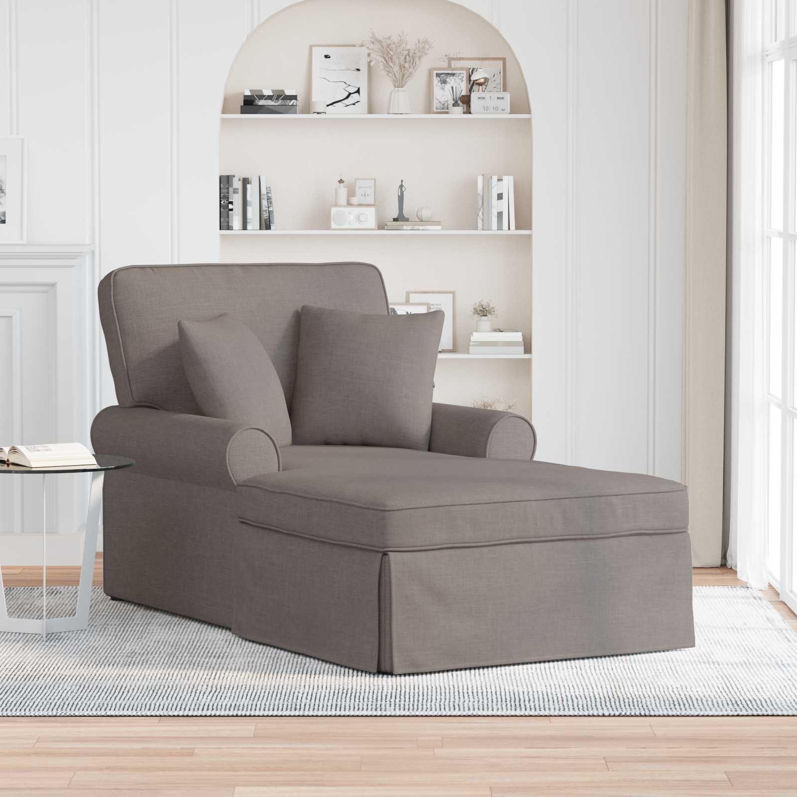 Chaise Lounge con Falda con cojín 3 pcs Gris Claro tela
