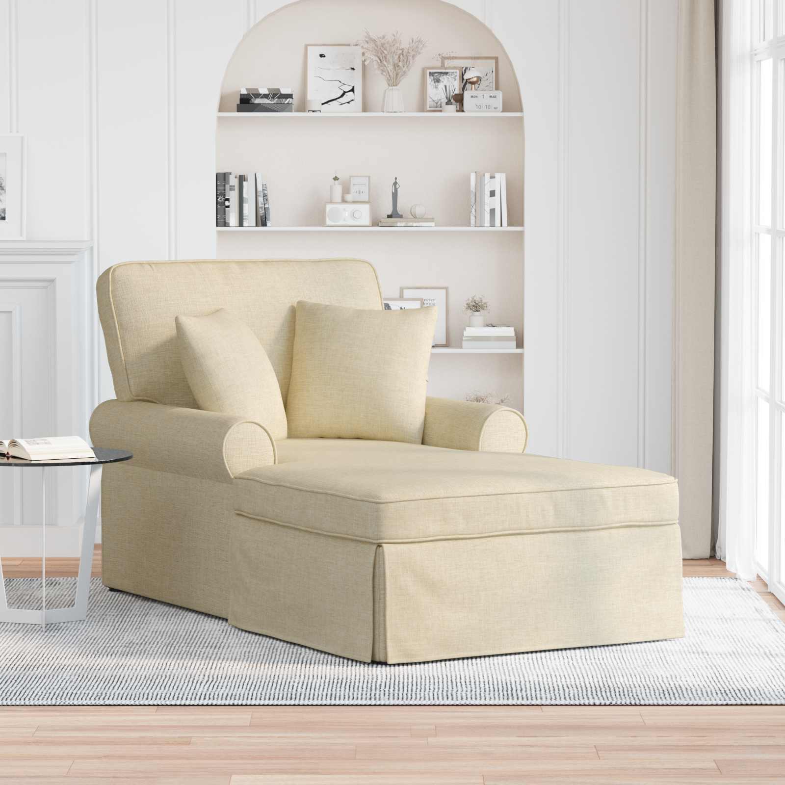 Chaise Lounge con Falda con cojín 3 pcs Gris Claro tela