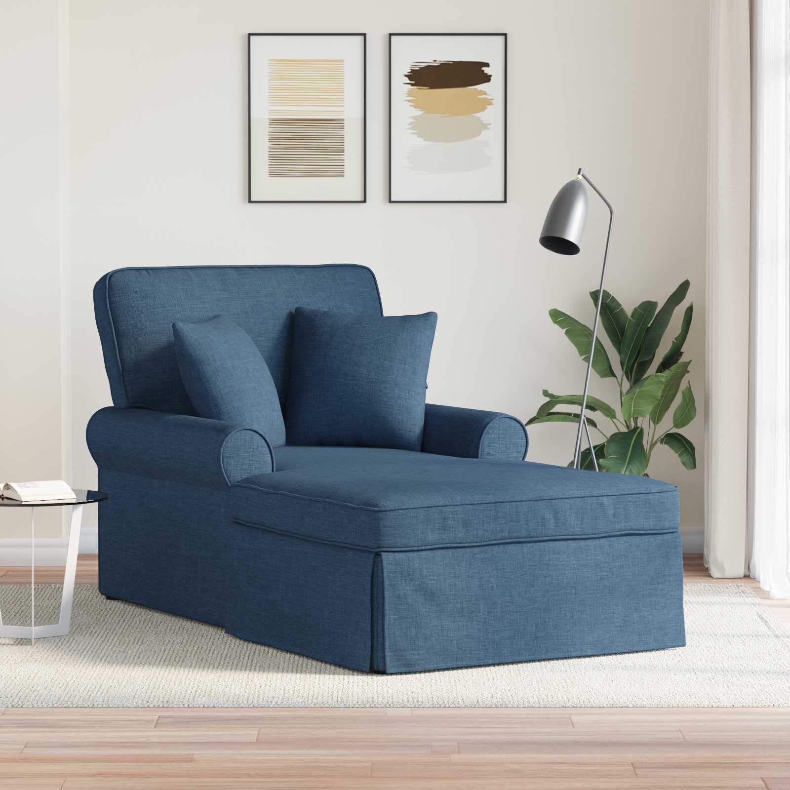 Chaise Lounge con Falda con cojín 3 pcs Gris Claro tela