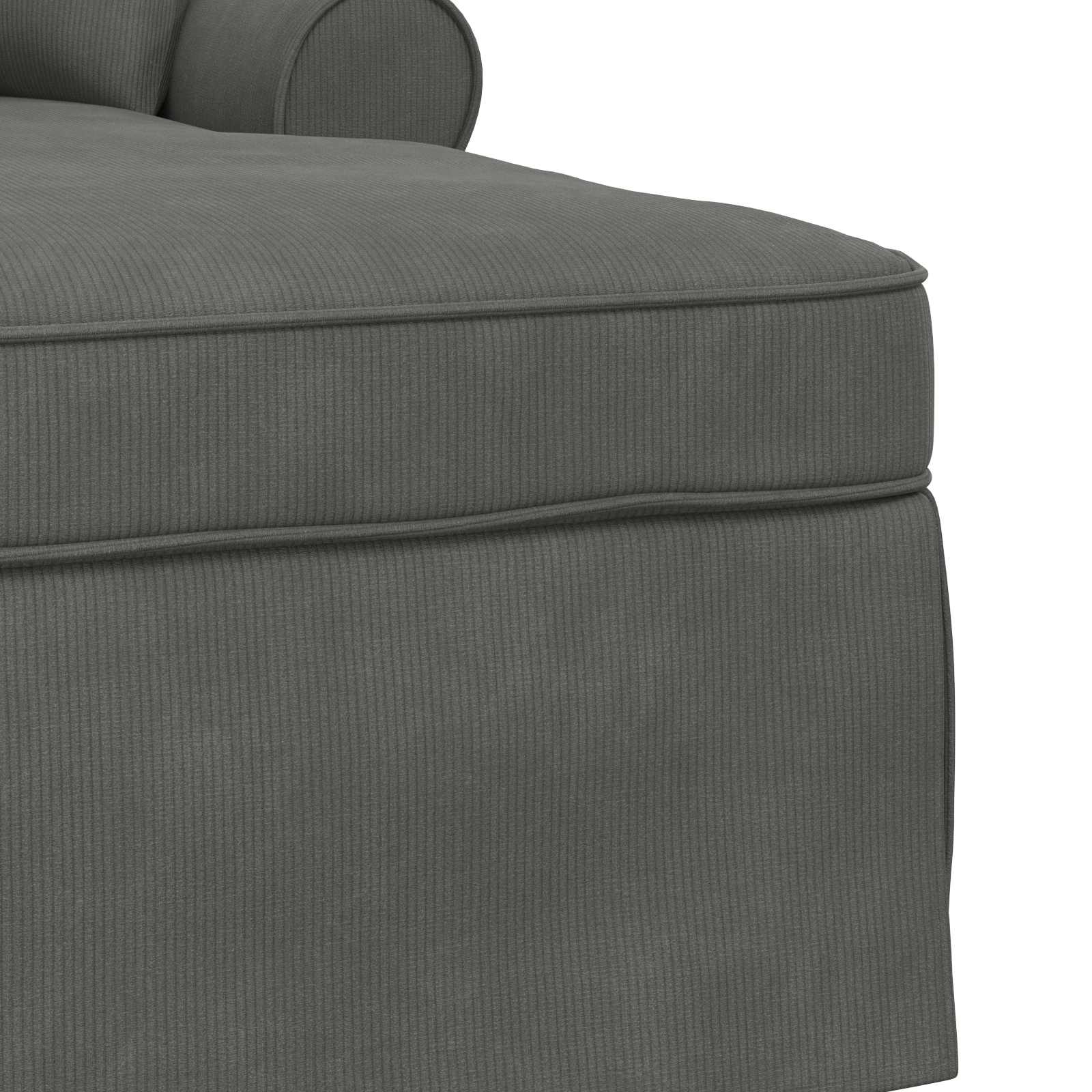 Chaise Lounge con Falda 3 pcs Gris oscuro Tela de Pana