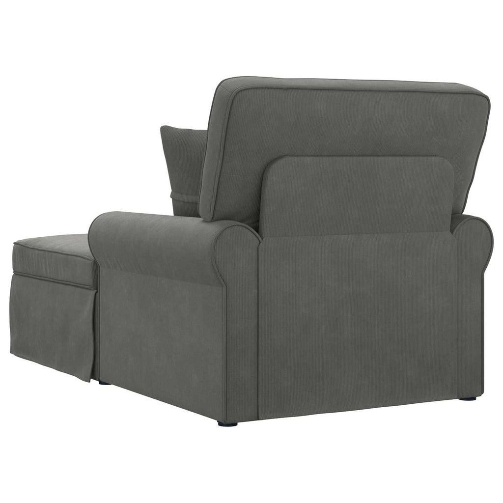 Chaise Lounge con Falda 3 pcs Gris oscuro Tela de Pana