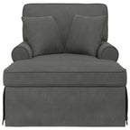 Chaise Lounge con Falda 3 pcs Gris oscuro Tela de Pana