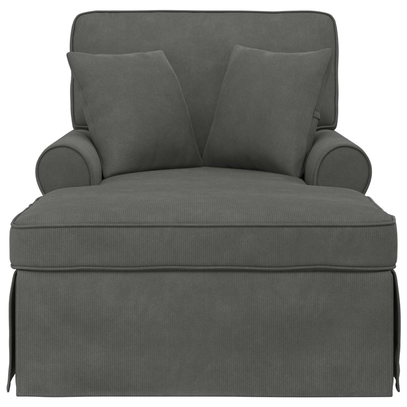 Chaise Lounge con Falda 3 pcs Gris oscuro Tela de Pana