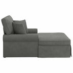 Chaise Lounge con Falda 3 pcs Gris oscuro Tela de Pana