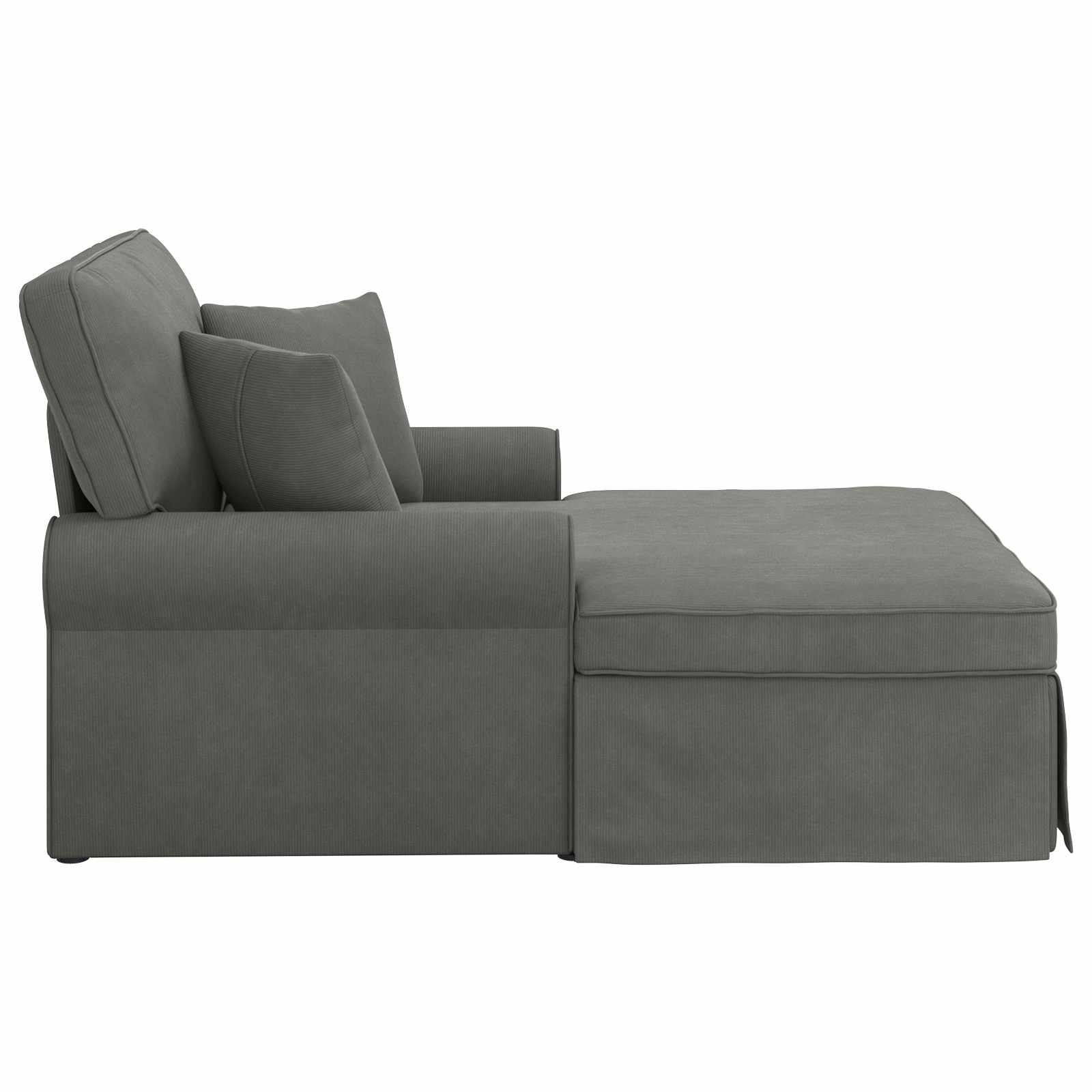 Chaise Lounge con Falda 3 pcs Gris oscuro Tela de Pana