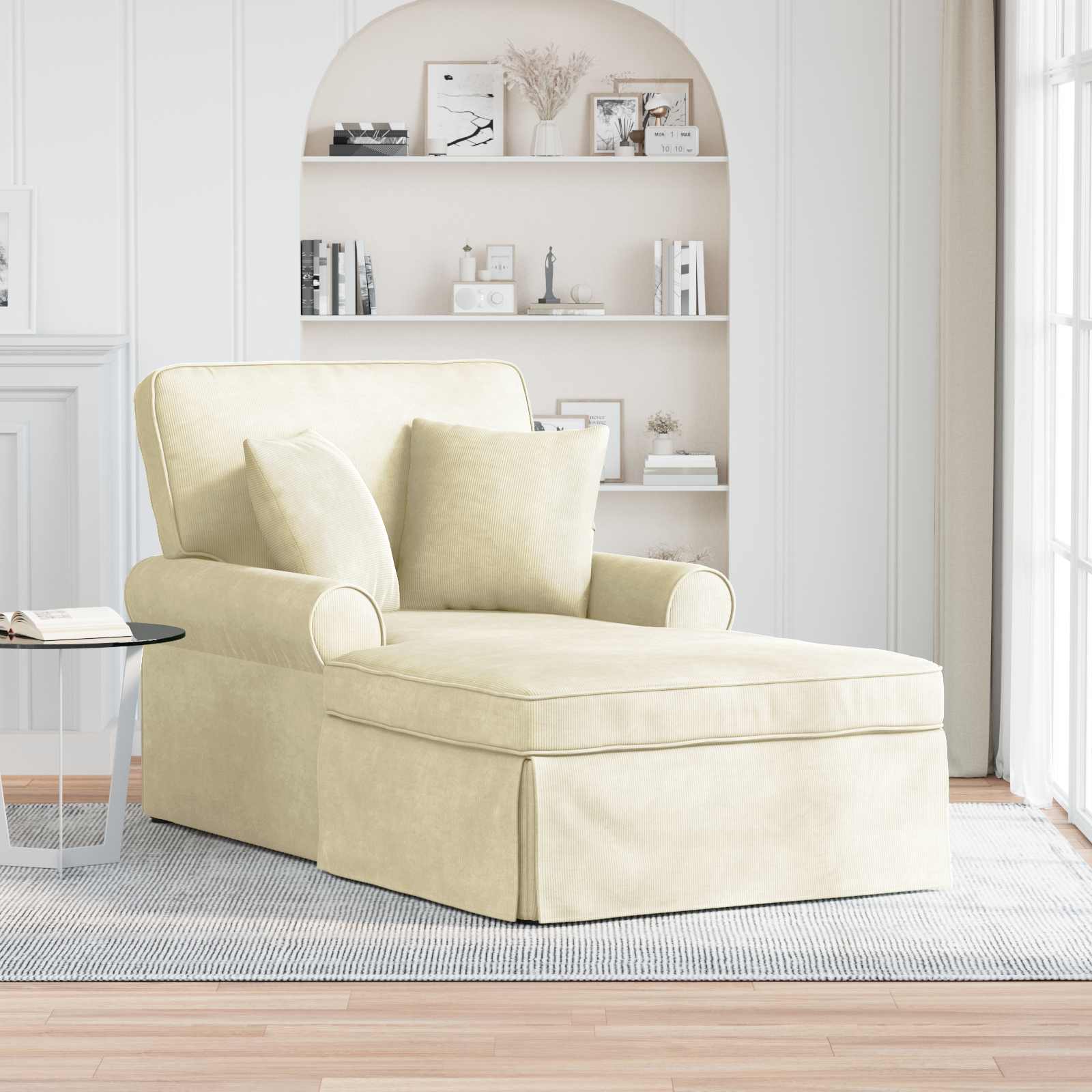 Dark Gray Corduroy 3-piece Skirted Chaise Lounge