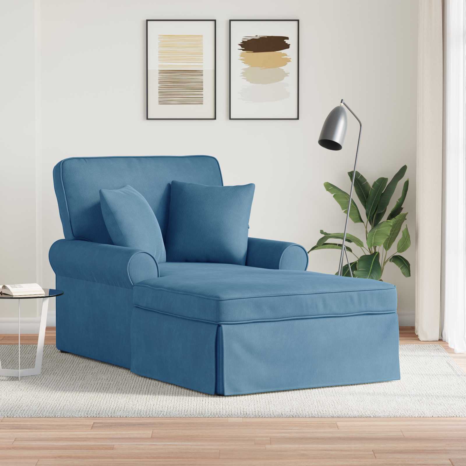 Dark Gray Corduroy 3-piece Skirted Chaise Lounge