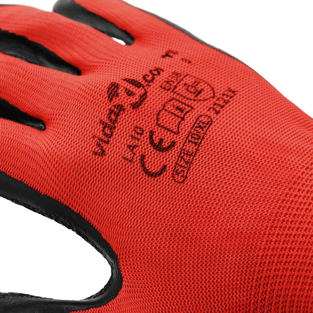 Guantes de Trabajo 12 pcs Rojo y Negro 10 / xl