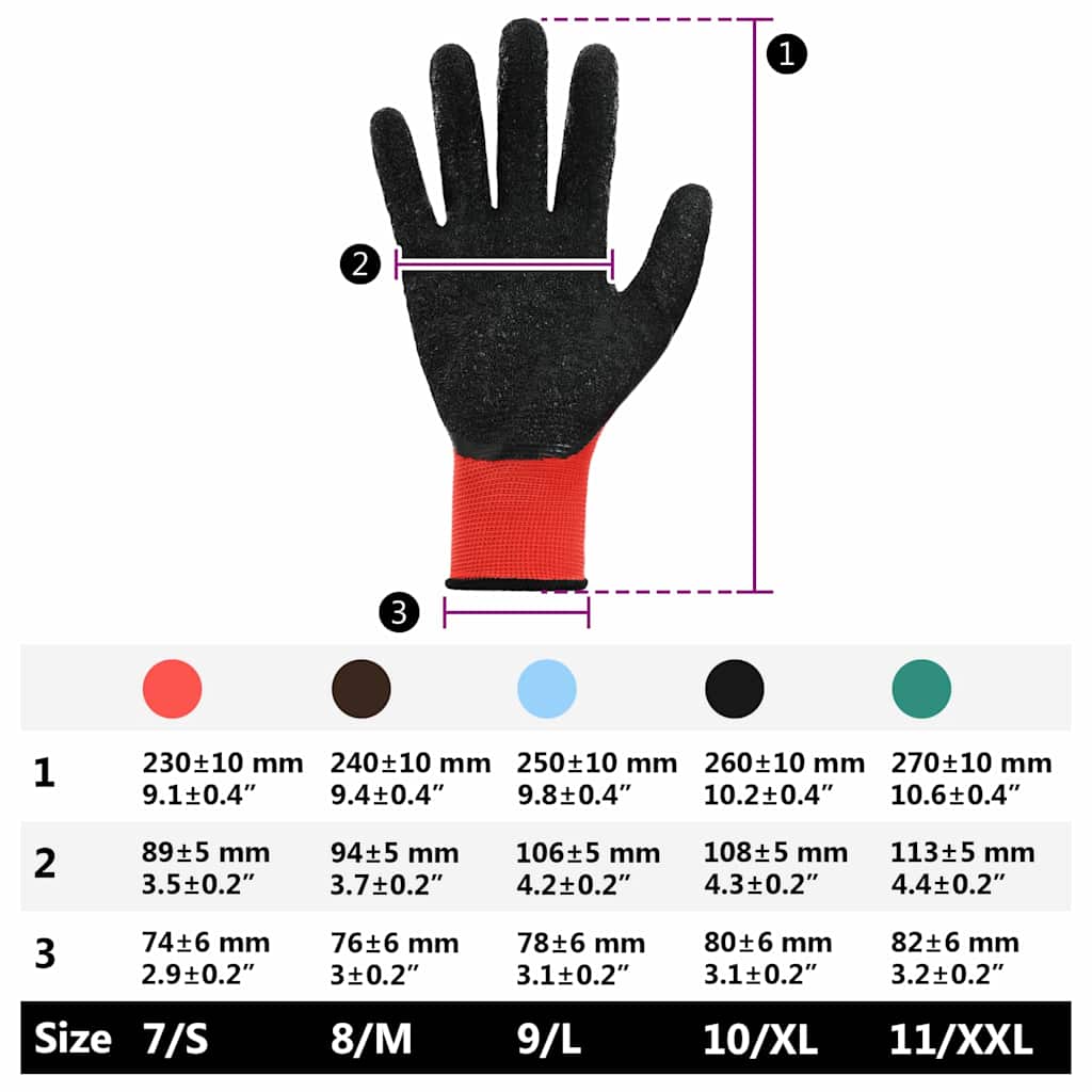 Guantes de Trabajo 12 pcs Rojo y Negro 10 / xl