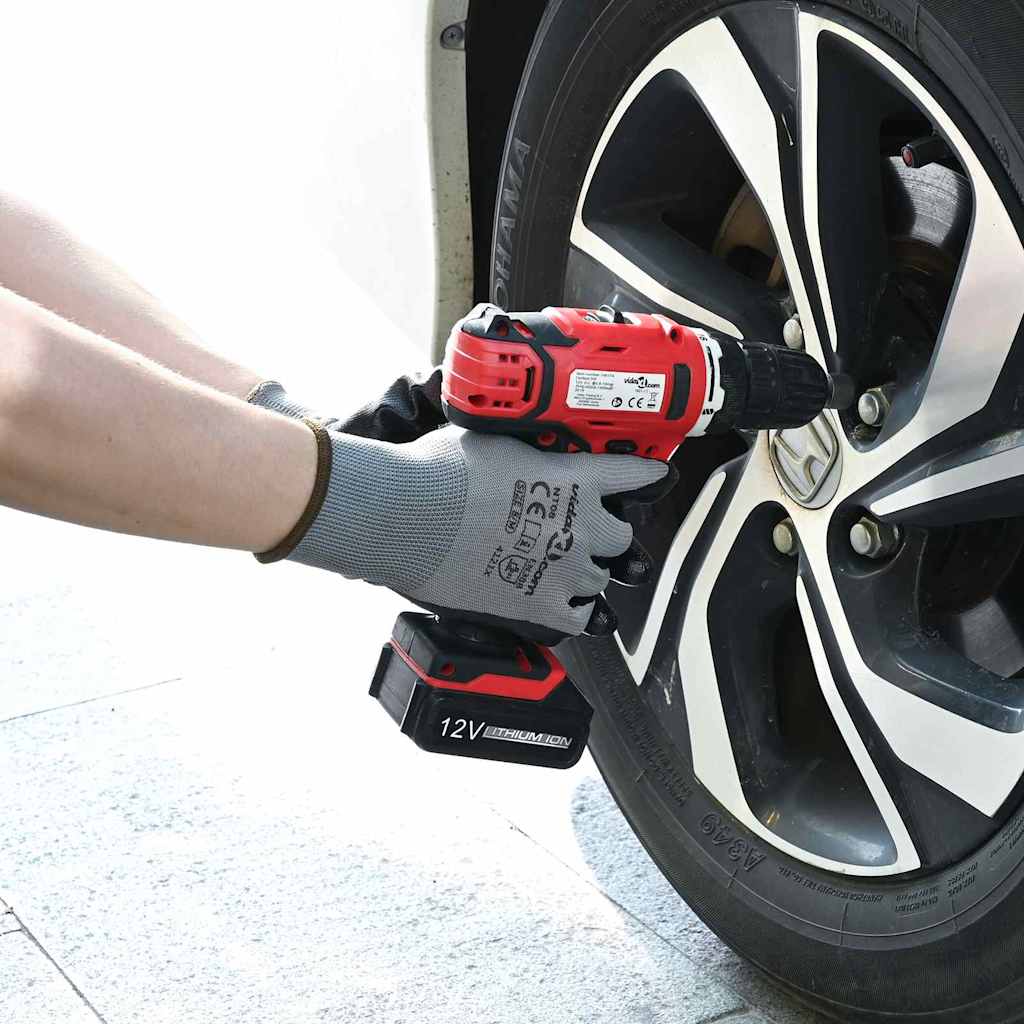 Guantes de Trabajo 12 pcs Gris y Negro 10 / xl Poliéster