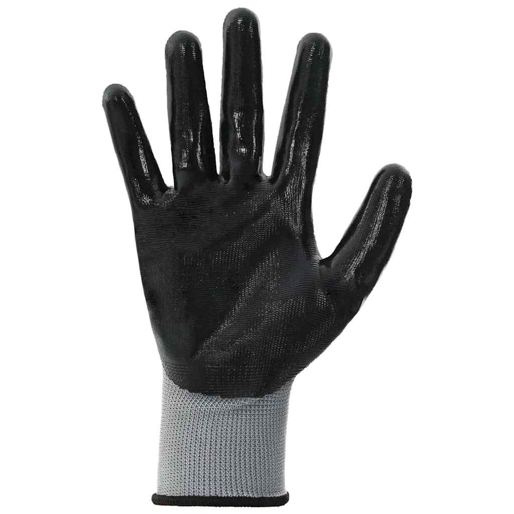 Guantes de Trabajo 12 pcs Gris y Negro 10 / xl Poliéster