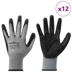 Guantes de Trabajo 12 pcs Gris y Negro 10 / xl Poliéster