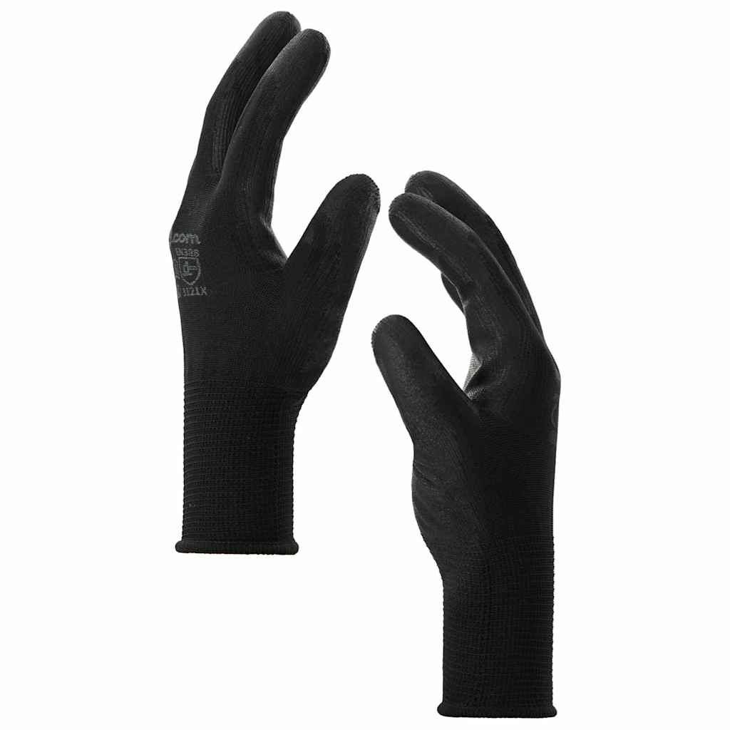 Guantes de Trabajo 12 pcs Negro 10 / xl Poliéster