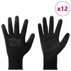 Guantes de Trabajo 12 pcs Negro 10 / xl Poliéster