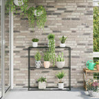 Soporte para plantas de 3 niveles Negro 100 x 32 x 102 cm Acero