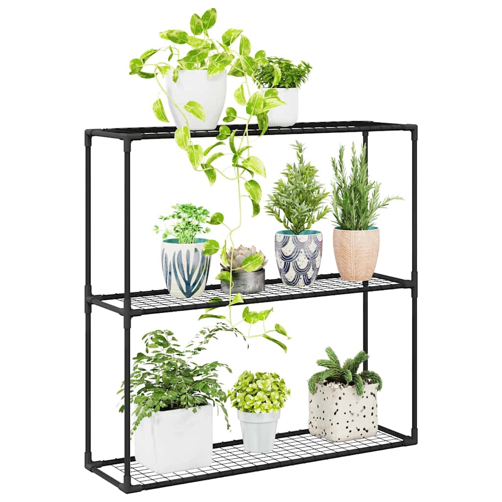 Soporte para plantas de 3 niveles Negro 100 x 32 x 102 cm Acero