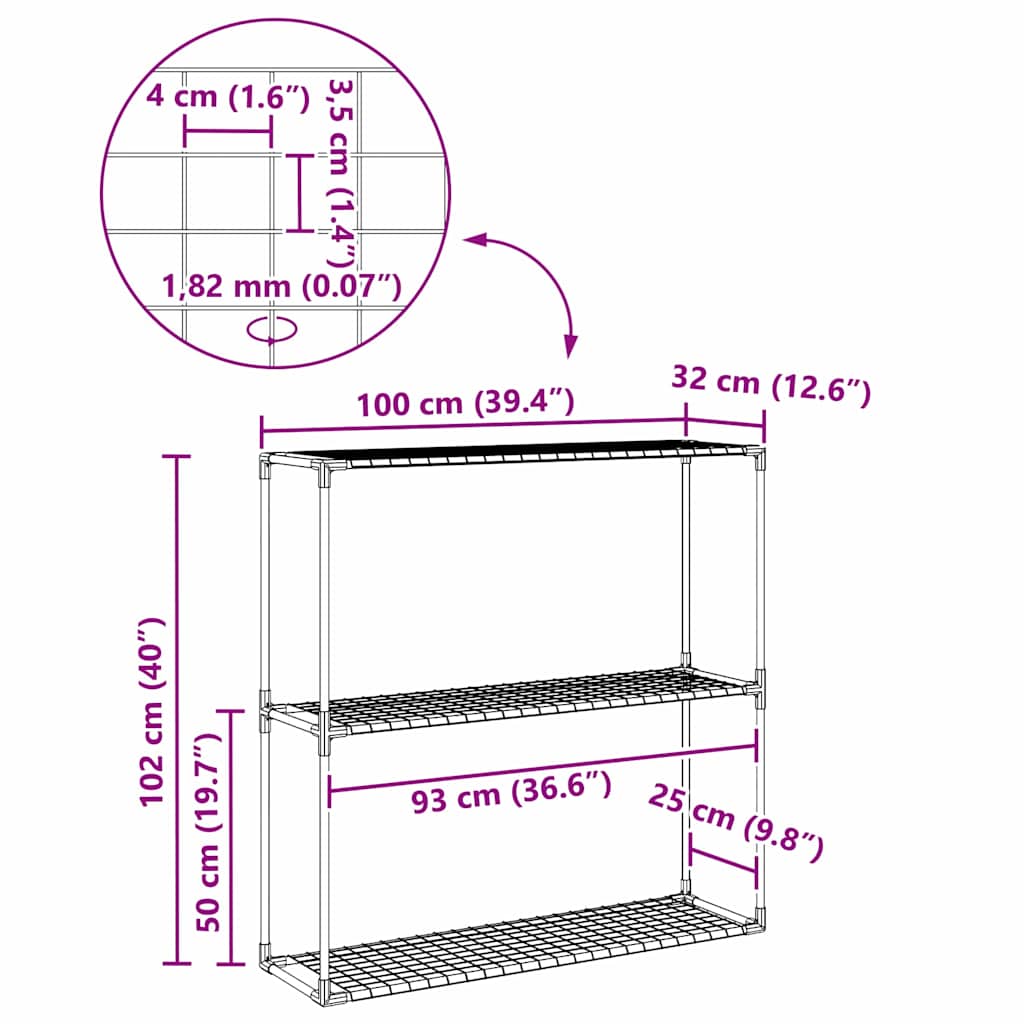 Soporte para plantas de 3 niveles Negro 100 x 32 x 102 cm Acero