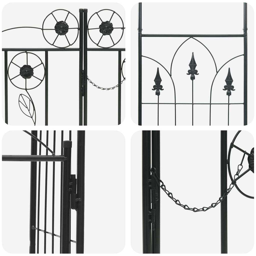 Arco de jardín con cerradura Negro 102 x 50 x 218 cm