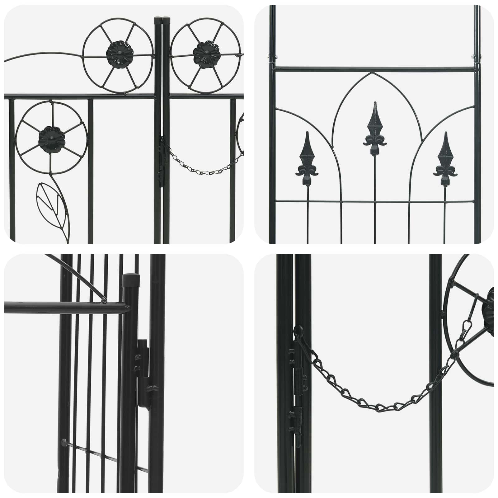 Arco de jardín con cerradura Negro 102 x 50 x 218 cm