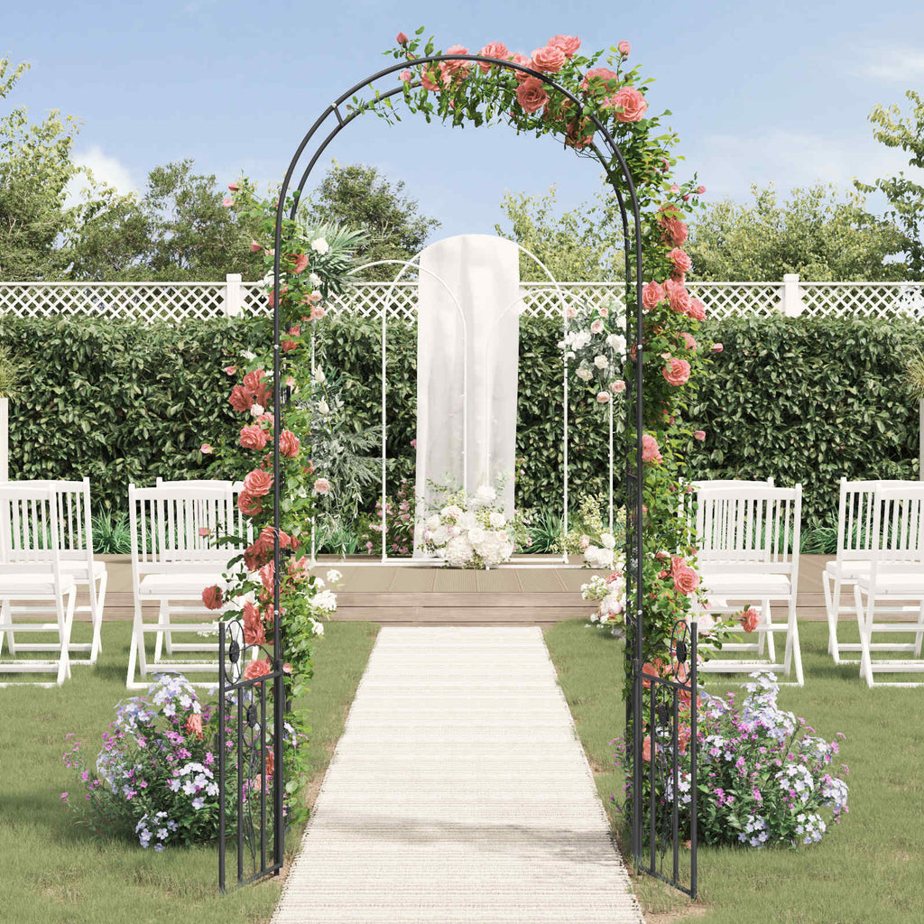 Arco de jardín con cerradura Negro 102 x 50 x 218 cm