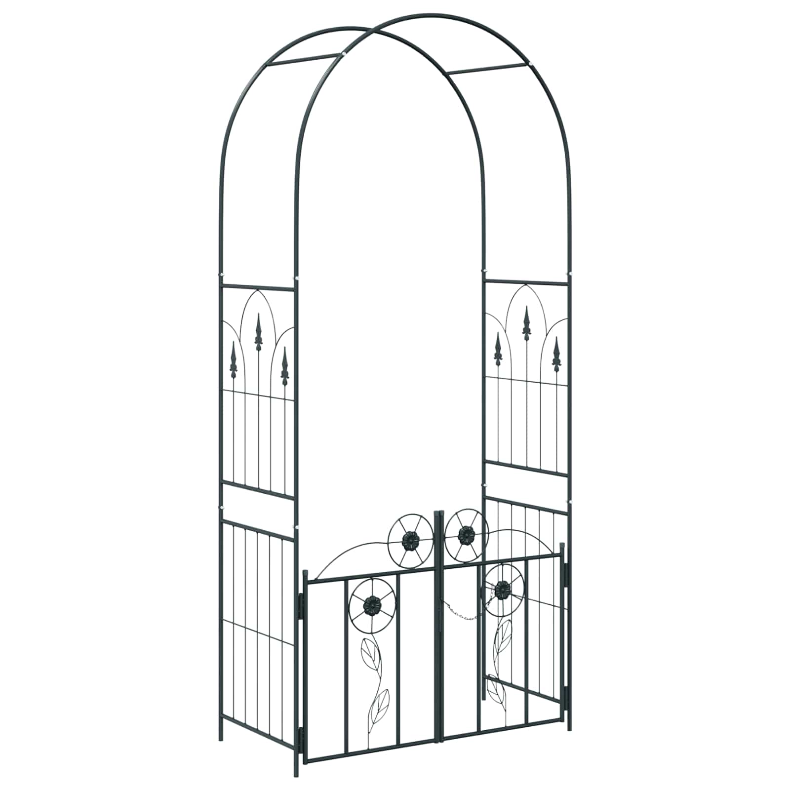 Arco de jardín con cerradura Negro 102 x 50 x 218 cm