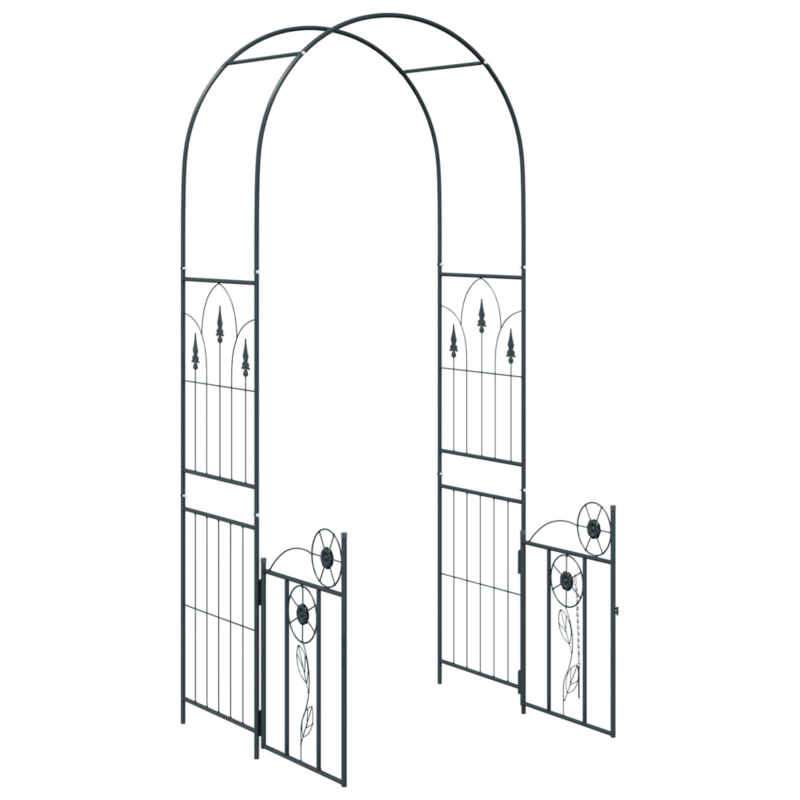 Arco de jardín con cerradura Negro 102 x 50 x 218 cm