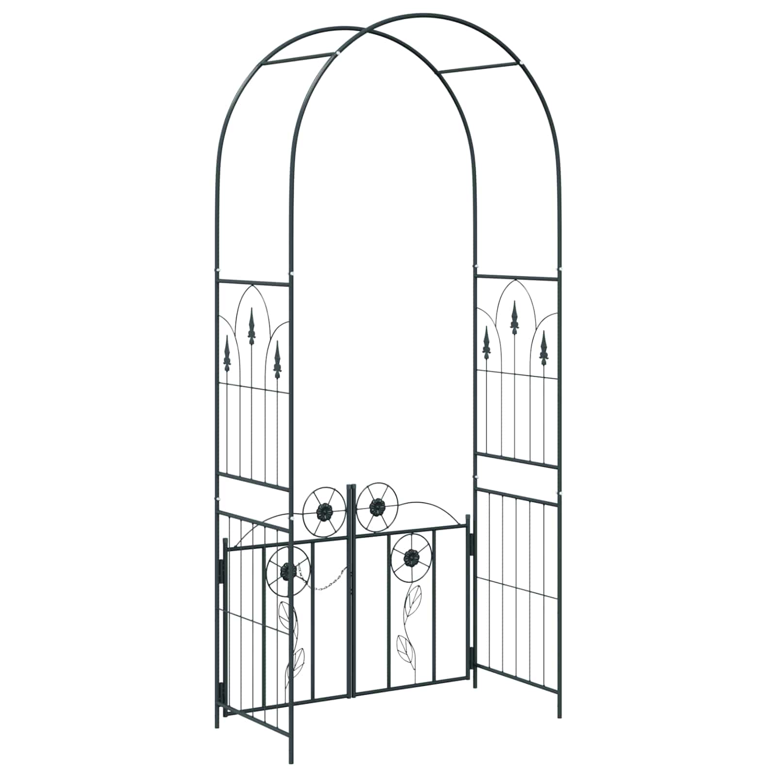 Arco de jardín con cerradura Negro 102 x 50 x 218 cm