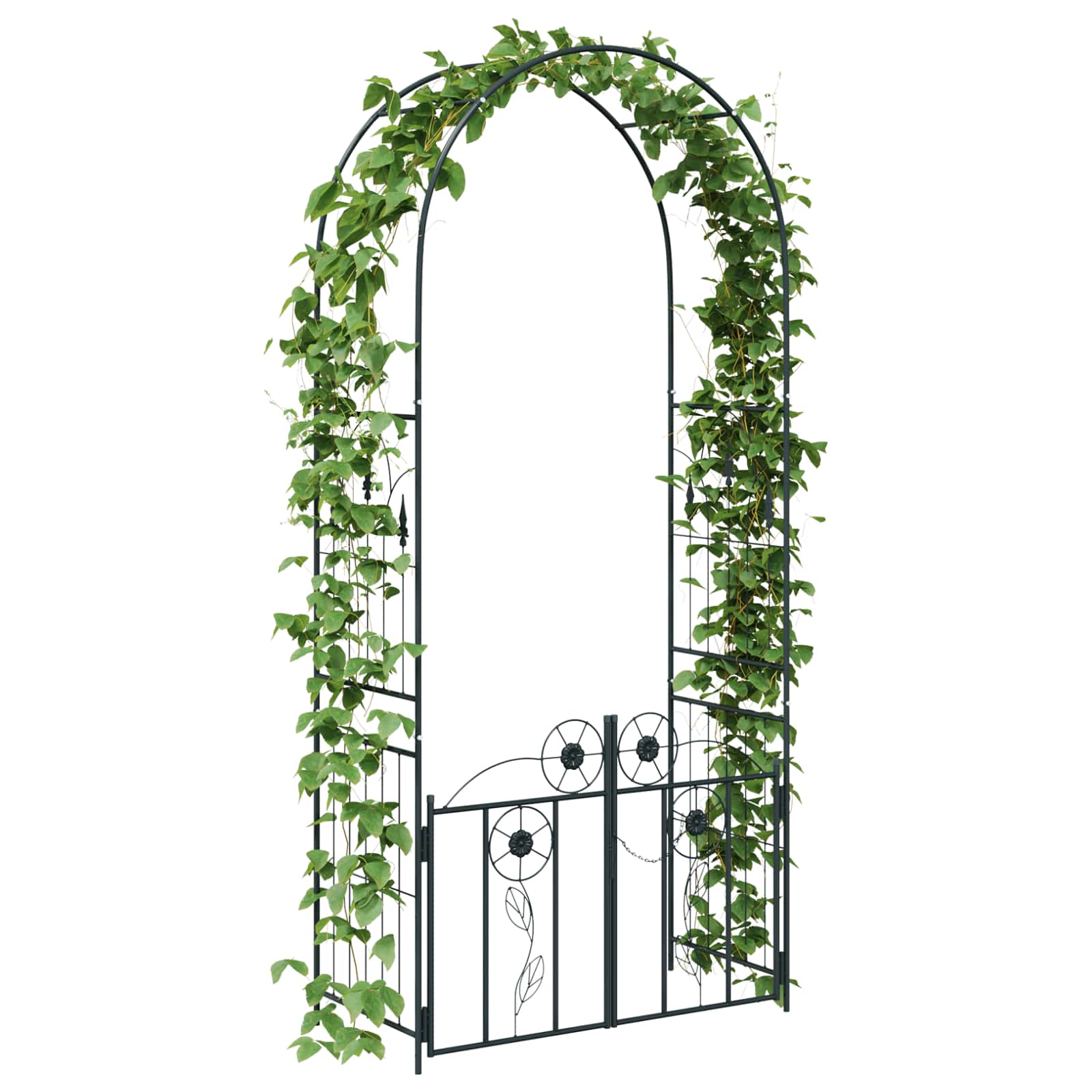 Arco de jardín con cerradura Negro 102 x 50 x 218 cm