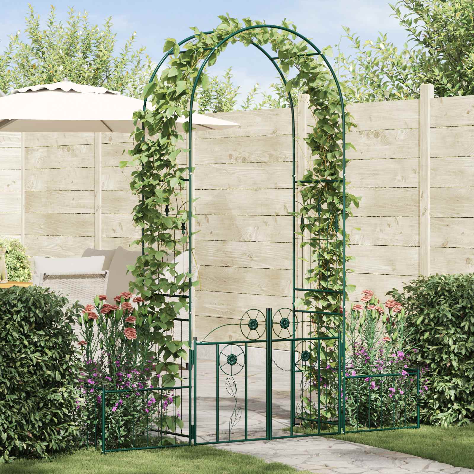 Arco de jardín con cerradura Negro 102 x 50 x 218 cm