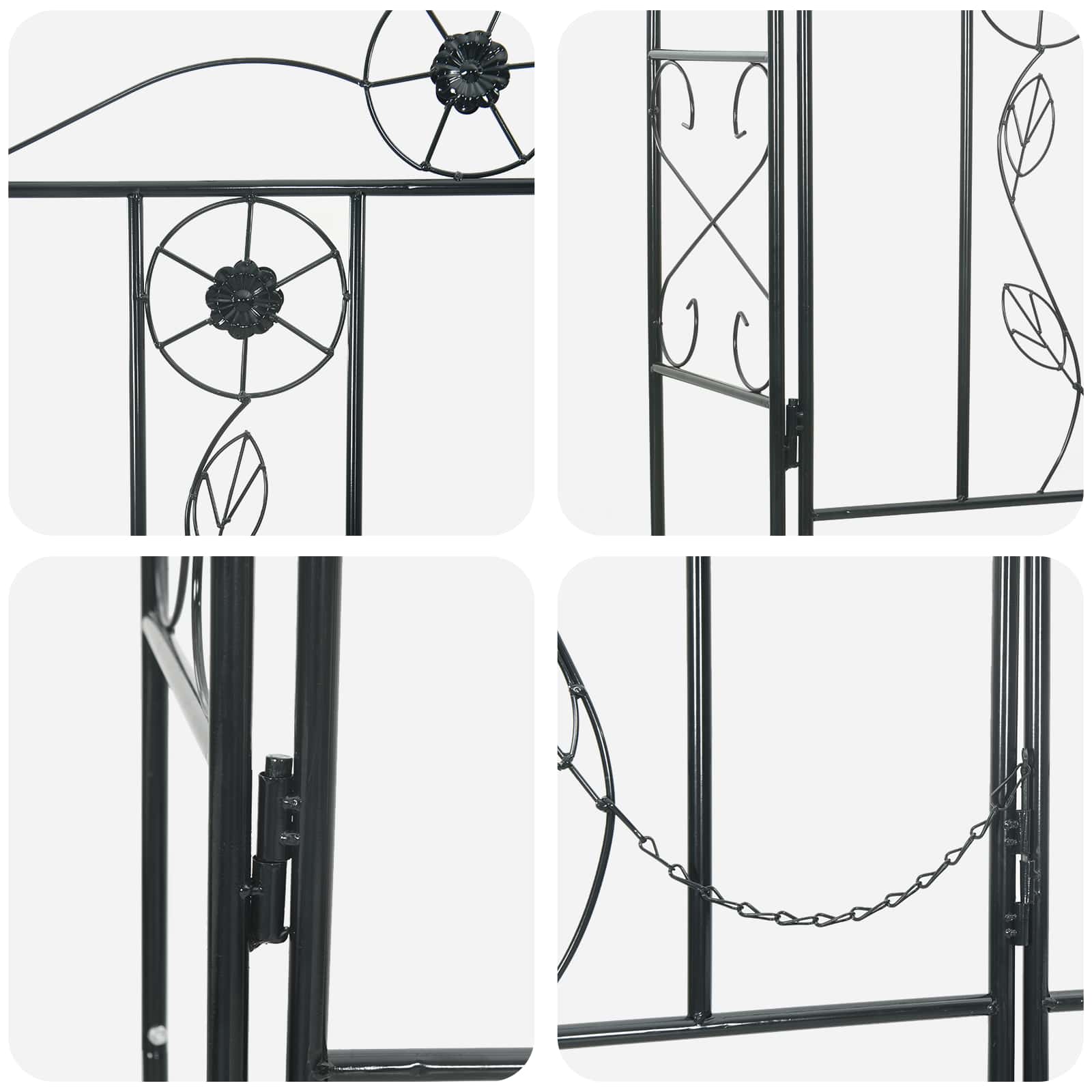Arco de jardín Liso Negro 115 x 37 x 226 cm