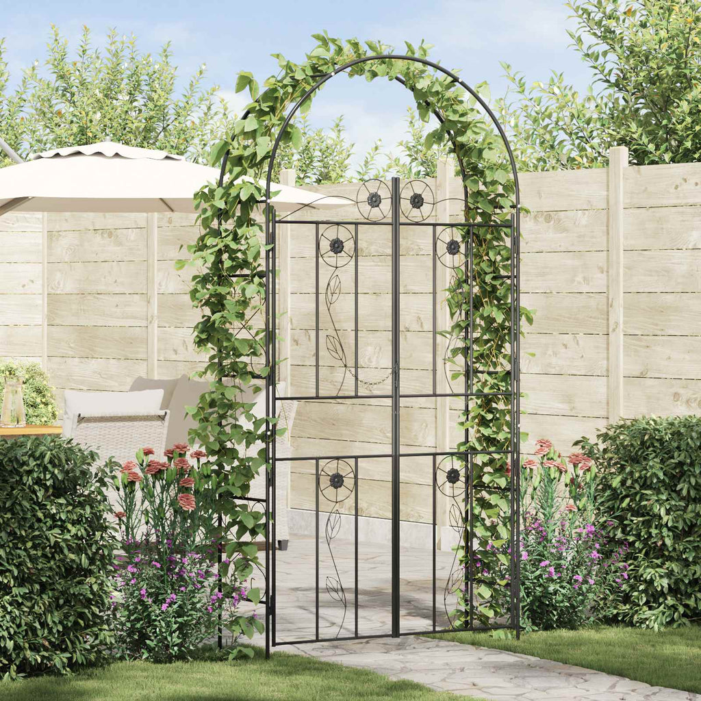 Arco de jardín Liso Negro 115 x 37 x 226 cm