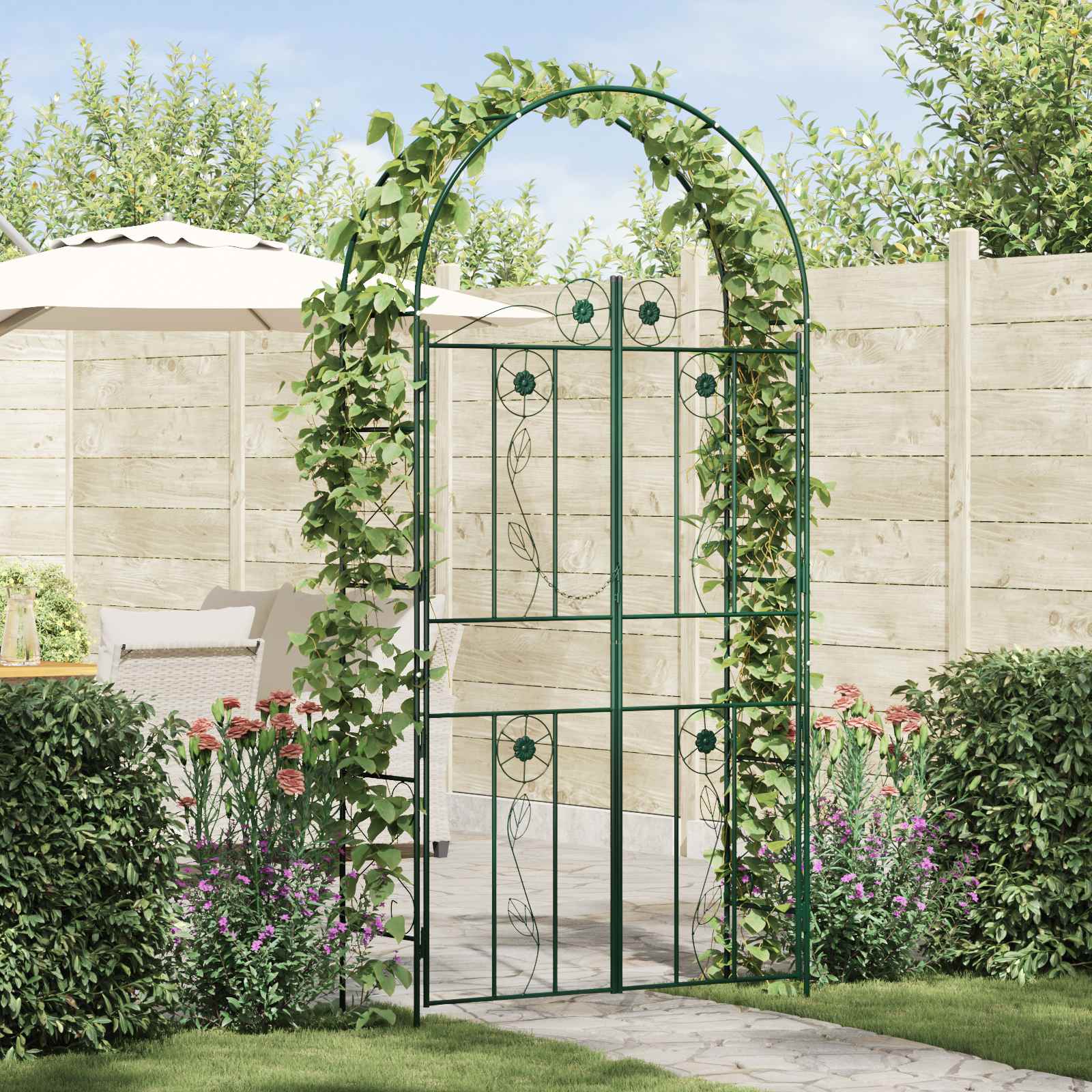 Arco de jardín Liso Negro 115 x 37 x 226 cm