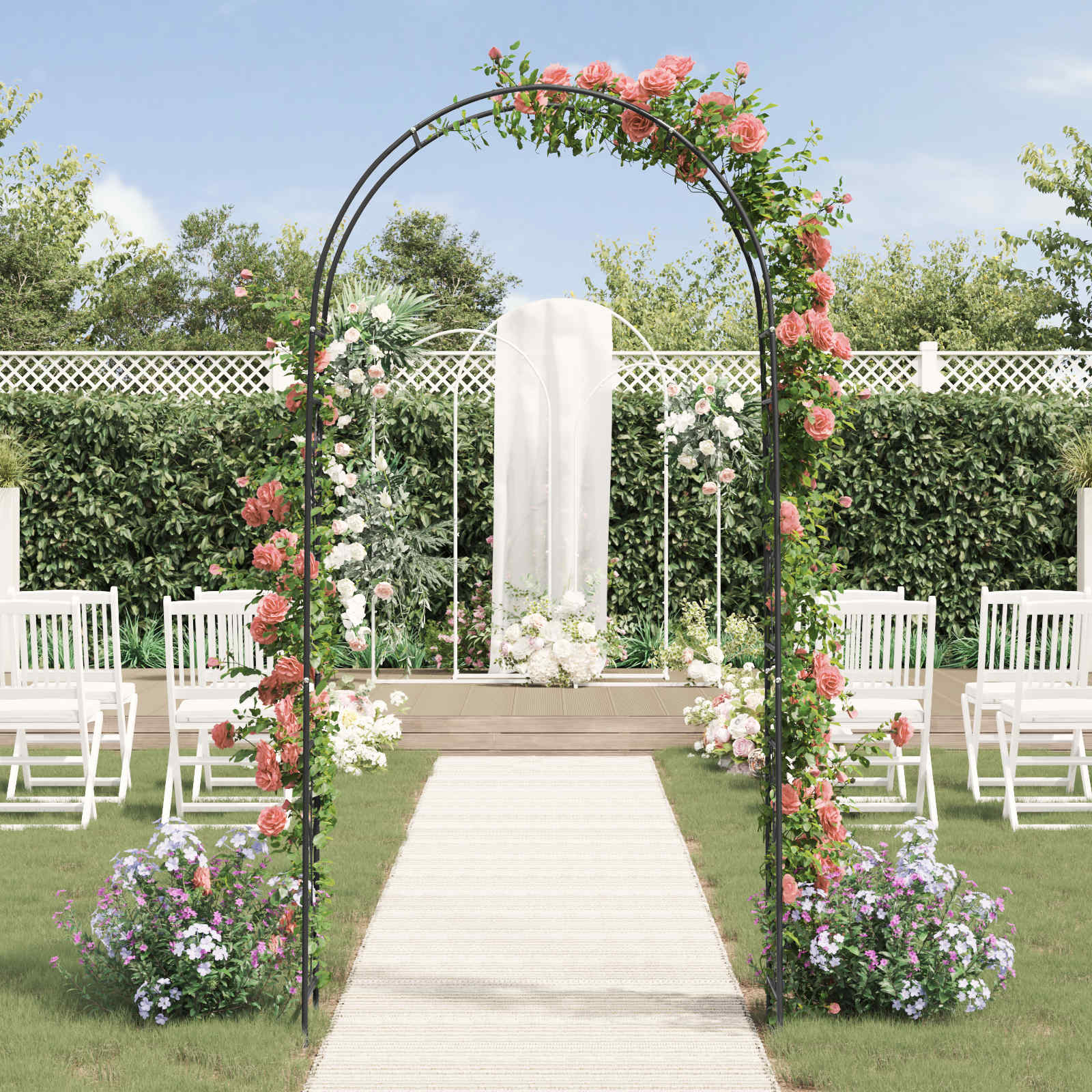 Arco de jardín Floral Negro 115 x 37 x 231 cm