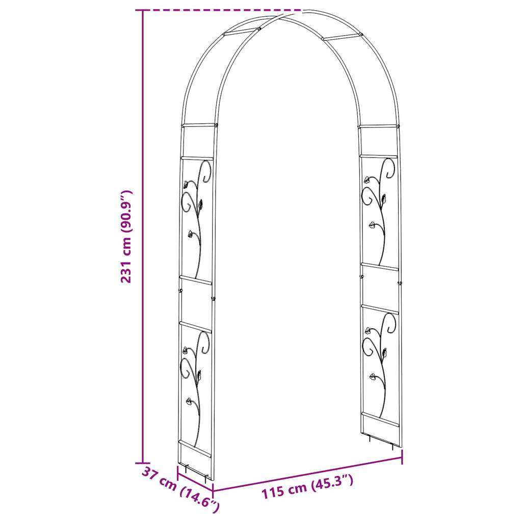 Arco de jardín Floral Negro 115 x 37 x 231 cm