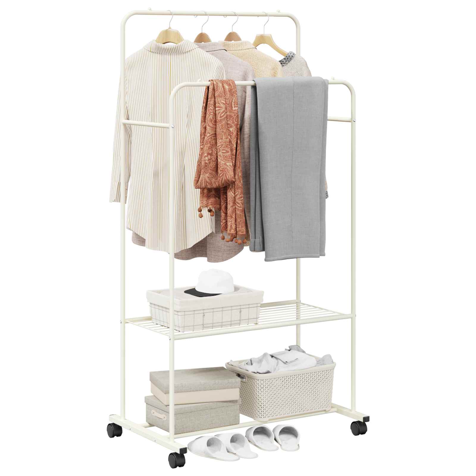 Perchero para ropa con estante con rueda 80 x 53 x 156 cm