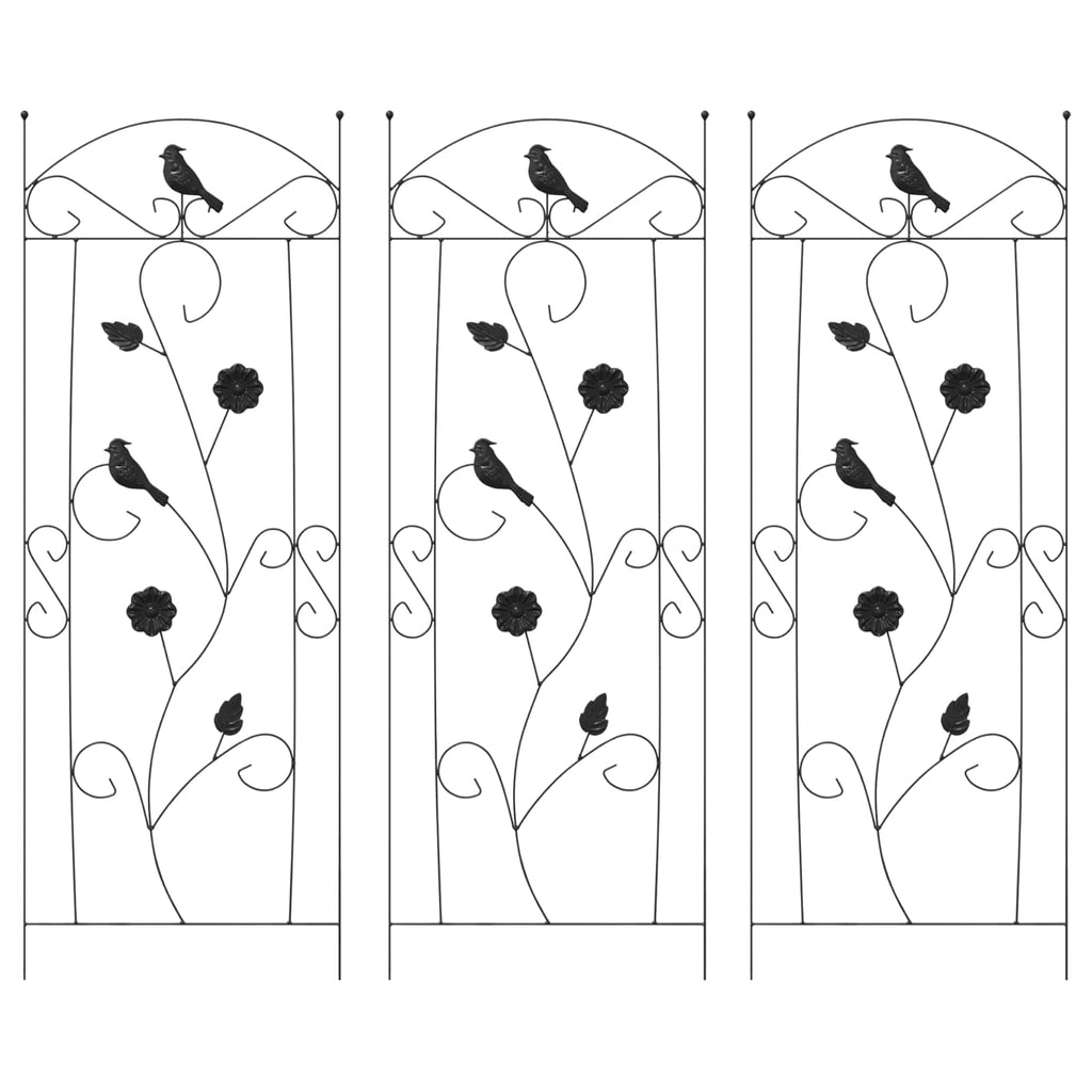 Valla de Jardín 3 pcs Negro 110 x 40 cm Acero